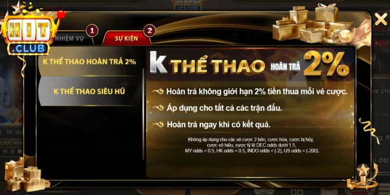 Sơ lược về sự kiện K thể thao hoàn trả 2%