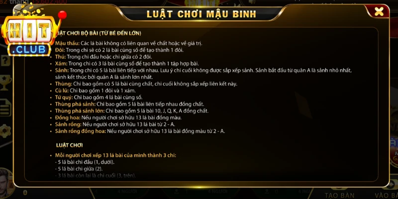 Mậu Binh Hitclub - Khám Phá Luật Và Mẹo Chơi Hiệu Quả 2 Quy tắc so bài mậu binh
