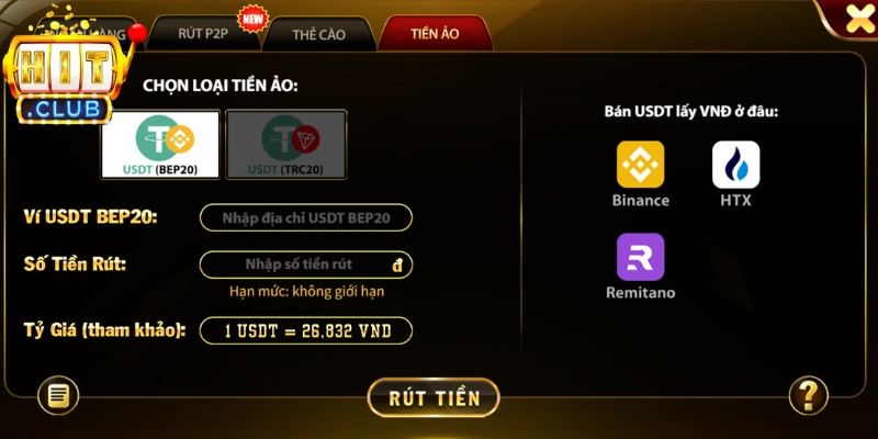 Rút tiền Hitclub thao tác cần thực hiện